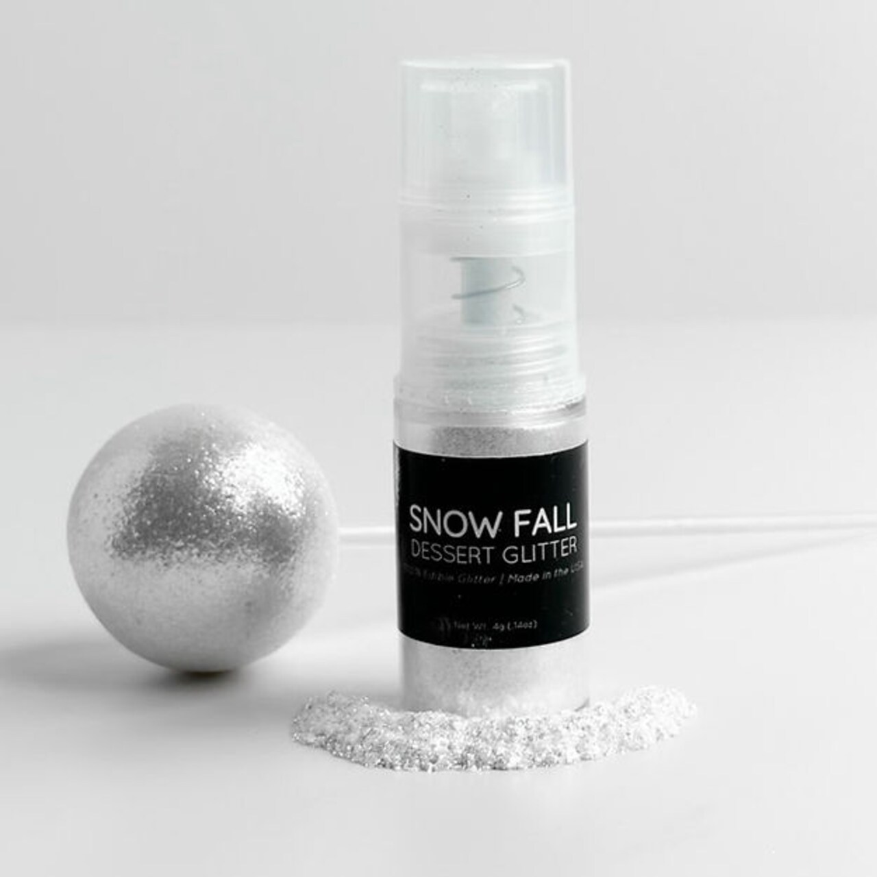 Shine Dessert Glitter: "Snow Fall" - White Edible Dessert Glitter (Dust Pump)